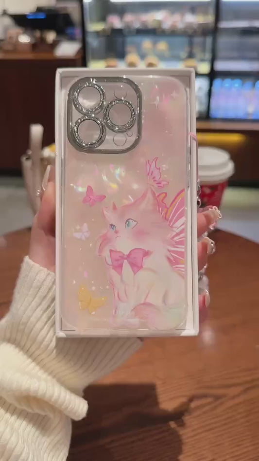 【West lsland 】 pink angel cat  phone case